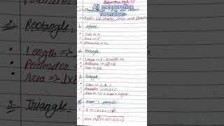 All mensuration formulae ✍️#study #tutorial #education #viral #maths #formula1 #trending #notes#like