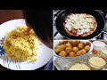 Recipes we ate on a day | Pan Pizza, Chilly Horlicks, Cooker Biriyani, Spanish Omelette , Snack