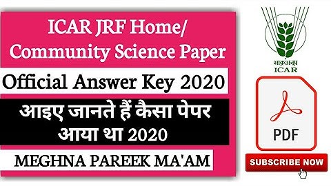 ICAR JRF Home / Community Science Solved Question Paper 2020| Meghna Pareek Ma