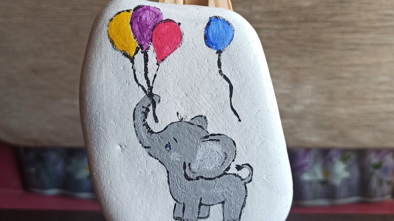 STONE PAİNTİNG. SWEET ELEPHANT. NM ART