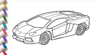 Teaching fo kids how to draw a Lamborghini car