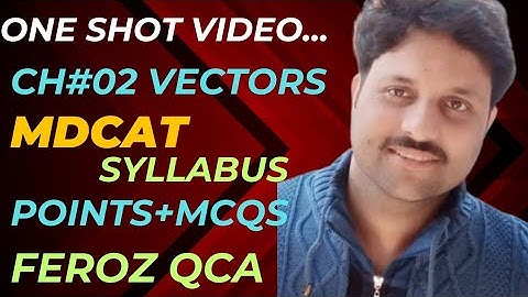 One shot Video ,, Ch#02  VECTORS....MDCAT syllabus  points and MCQS ...FEROZ QCA