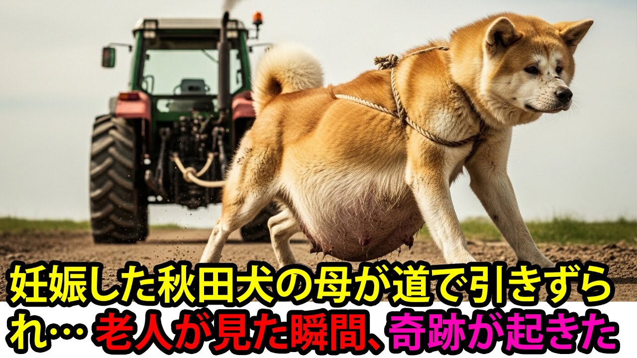 Беременную собаку породы акита-ину протащили по улице... Это увидел старик, и случилось чудо.