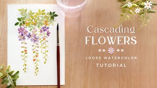 Easy Cascading Purple Flowers: Loose Watercolor Flower Tutorial