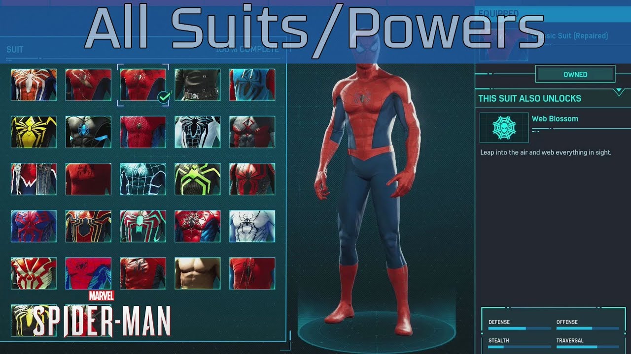 London Læge åndelig Marvel's Spider-Man - All Suits and Suit Powers [HD 1080P] - YouTube