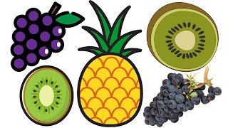 Pineapplekiwigsdrawing And Coloring 凤梨 奇异果 葡萄 画画和涂色 中英文