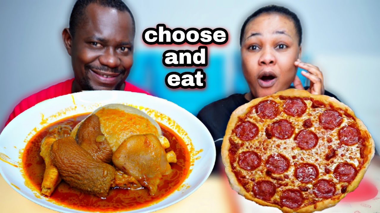 CHOOSE AND EAT MUKBANG |KONKONTE WITH PALMNUT SOUP + PIZZA MUKBANG |AFRICAN FOOD MUKBANG