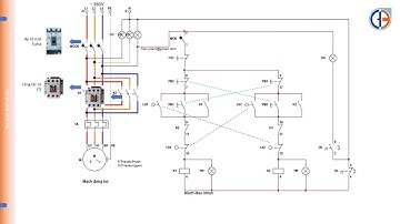 Mạch điều khiển đảo chiều quay động cơ KĐB 3 pha (Trực tiếp, dùng công tắc hành trình_đảo chiều)_P1