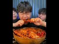 Spicy noodles + Chicken leg piece + salmon and juicy sausages | spicy food challenge #mukbang #food