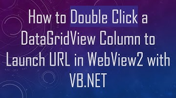 How to Double Click a DataGridView Column to Launch URL in WebView2 with VB.NET
