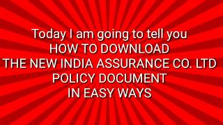 How to Download The New India Assurance Co Ltd Policy on mobile easy way