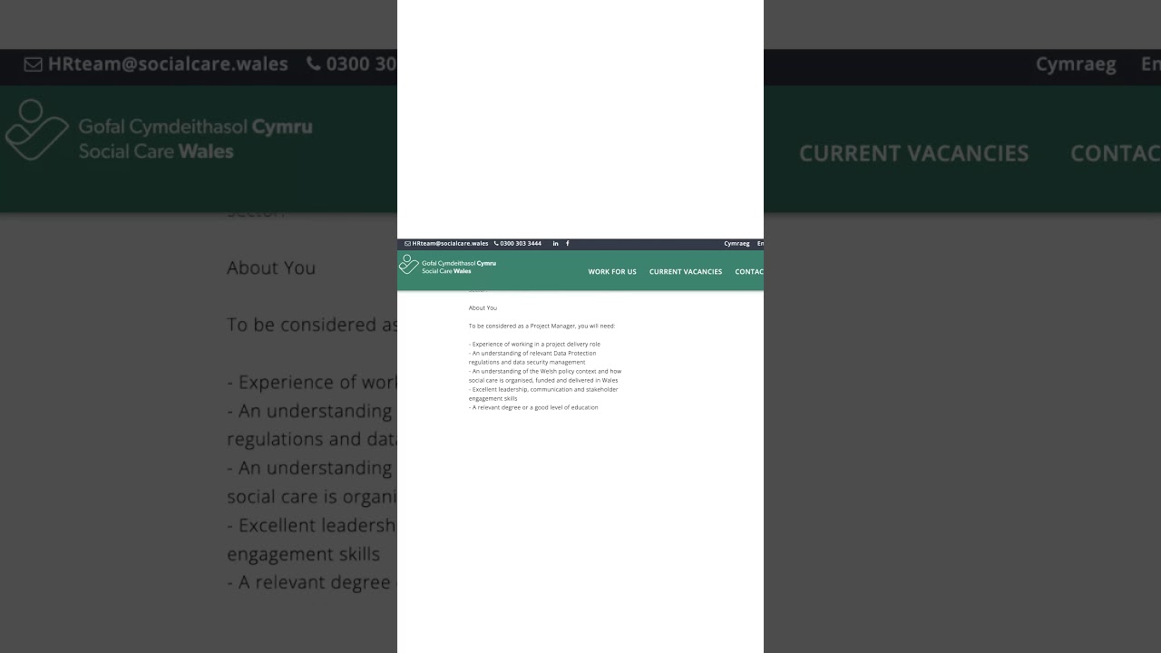 UK Project Manager Job 2026 | £54,687 Salary | Hybrid | Social Care Wales | Jobs in UK 