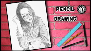 How to draw a girl with a coffee mug | Pencil Drawing | step by step drawing