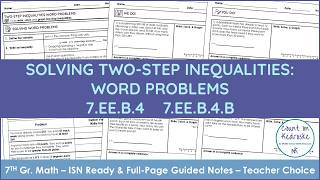 Writing, Solving & Graphing Two-Step Inequalities | Word Problems | 7.EE.B.4.B