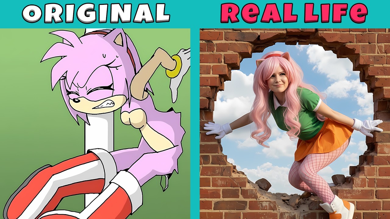 Oh No! Amy Rose Is Stuck Inside the Wall! | Sonic Original vs Real Life | Sonic Animation