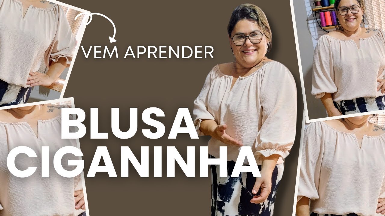 COMO FAZER BLUSA CIGANINHA COM DECOTE V - COSTURA PARA INICIANTES - APRENDENDO COSTURAR COM K BARINI