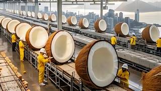 INSIDE FACTORY: How Coconut Milk Is Made on a Massive Scale (Full Process)