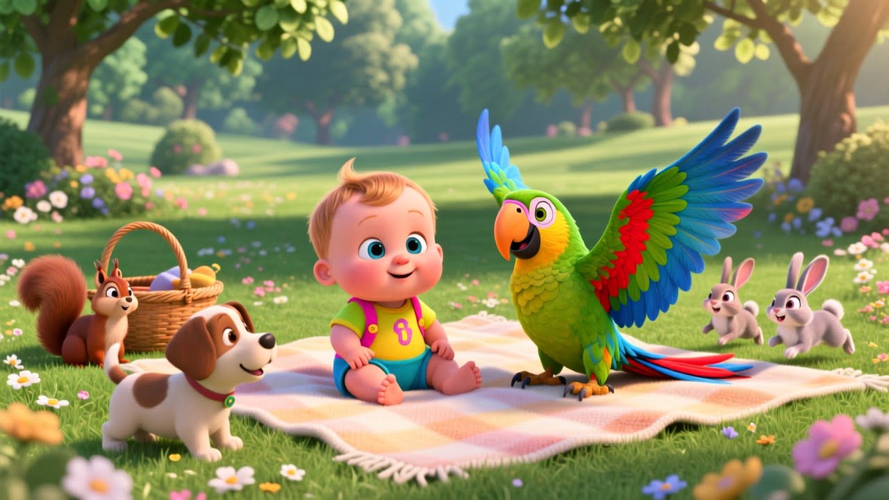 Baby’s Picnic with Parrot 🐦🧺 | Fun Learning Song for Kids | Preschool Adventure