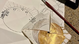 🌙 Celestial Gold Metallic Watercolor Origami Purse Puzzle