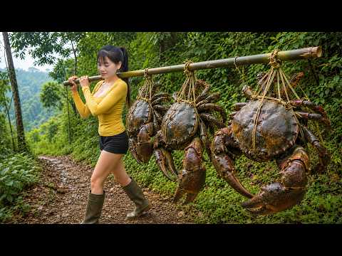 Catching 200+ Wild Rock Crabs | Fresh Catch Goes to Market | اصطياد أكثر من 200 سلطعون صخري بري