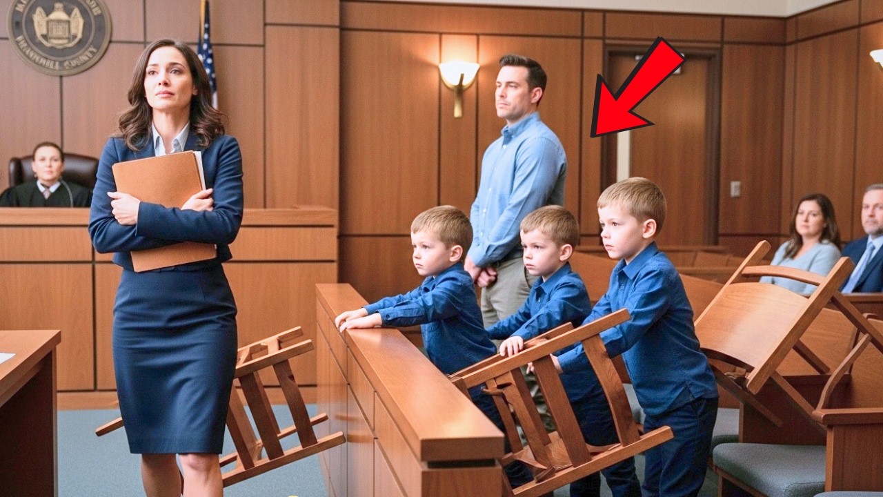 She thought the hearing was over—until a single dad’s triplets stood up behind her