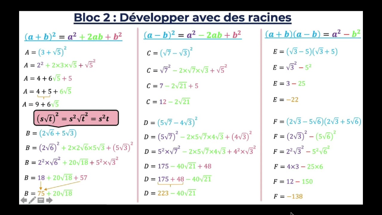 Tous les exercices des racines carrées de la troisième année collège