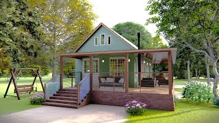 ✨ Maximize Space! Cozy 16x33ft Wooden Tiny House with 2 Bedrooms