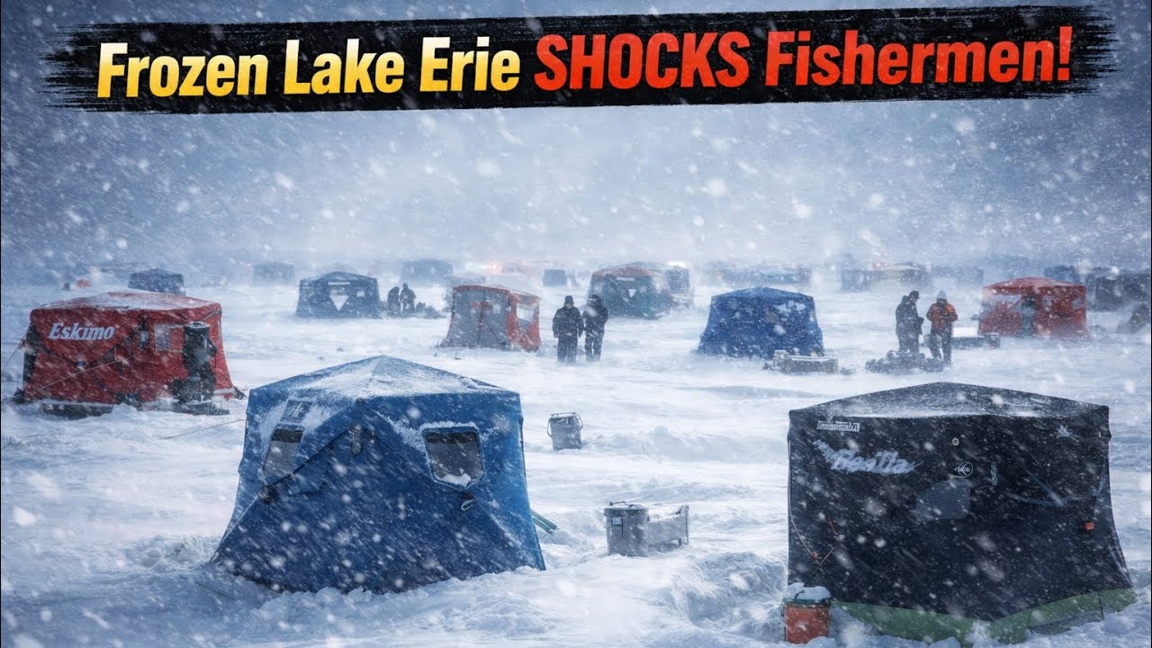 Часть 1: Замерзшее озеро Эри шокирует рыбаков! Огромный снегопад, ледяные укрытия и экстремальные...