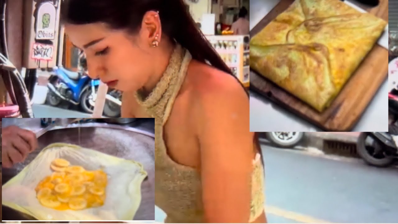 How to Roti Eggs and Bananas | Roti Lady Bangkok - YouTube