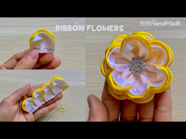 DIY Ribbon Flowers / How to make ribbon flowers / Easy making with