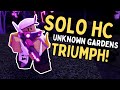 Solo hardcore triumph on unknown gardens without gcow  roblox tds