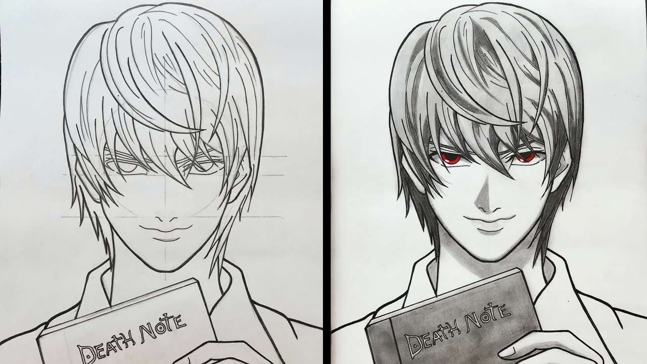 Near Light Yagami Ryuk Blanc Et Noir: Takeshi Obata Illustrations, manga  transparent background PNG clipart | HiClipart