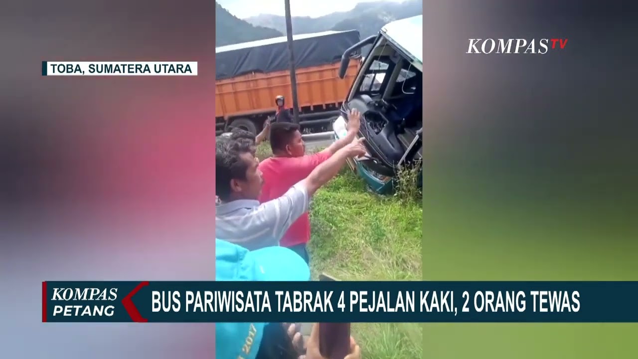 Bus Pariwisata Tabrak 4 Pejalan Kaki di Toba, 2 Orang Tewas