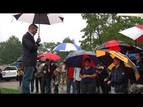 Luke Berardelli speaks during his protest at Beaver High School