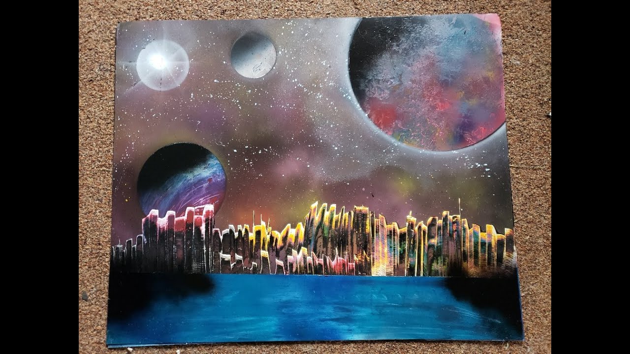New York skyline SPRAY PAINT ART YouTube