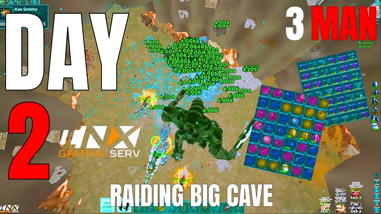 HOW A 3 MAN RAIDS RAIDS A HUGE CAVE ON DAY 2 ON THE HARDEST SERVER - INX 3 MAN