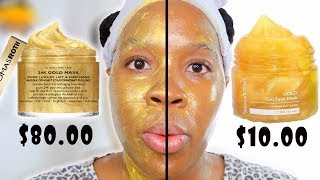PETER THOMAS ROTH vs. SPASCRIPTIONS GOLD GEL MASK! SKINCARE DUPES!  drugstore or highend products
