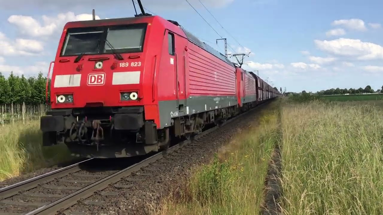 DB-Cargo Locomotives 189 823 and 189 077-1 With Coal Train at Breyell Germany 12.6.2022 Railfan🎥👍👍🚂🚂