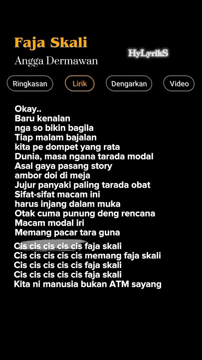Lirik Lagu Faja Skali-Angga Dermawan 🎶 #trending #song #liriklagu
