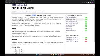 CSES Minimizing Coins | Dynamic Programming | C++ Solution | simple DP problem