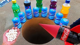 4 Epic Coca Cola, Pepsi, Balloons and Mentos in Different Holes Underground