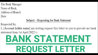 Bank Statement Request Letter Sample in English