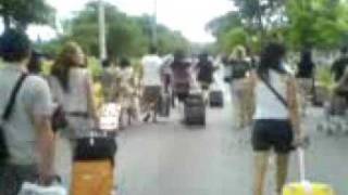 Phuket Airport Protest - Bus load of Japanese leaving