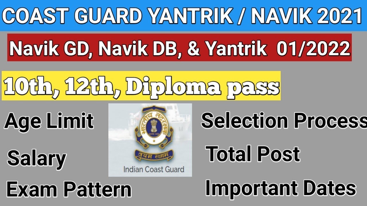 Coast Guard Navik 2021// indian coast guard Navik GD, Navik DB ...