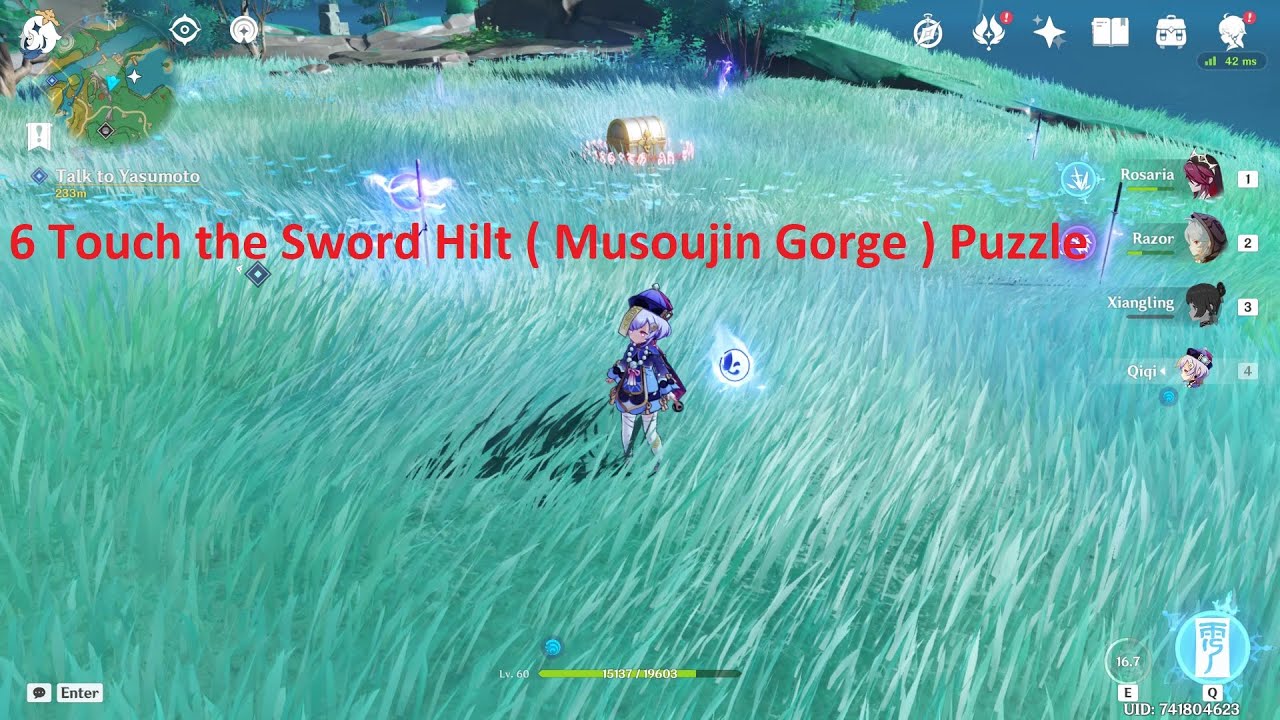 How To Solve 6 Touch the Sword Hilt ( Musoujin Gorge ) Puzzle - Genshin Inazuma 2.0 
