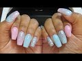 Watch me do my nails | Pink and blue glitter acrylic nails