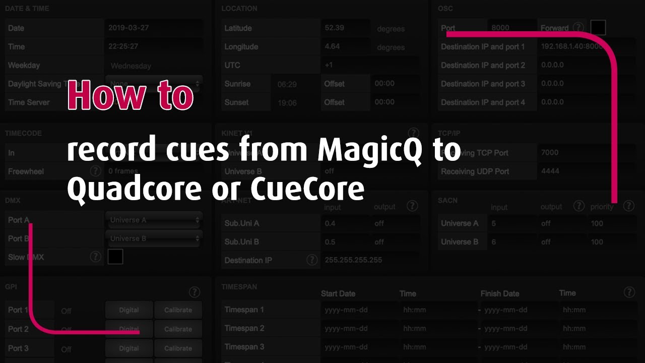 How to trigger records from chamsys MagicQ to Visual Productions QuadCore or CueCore