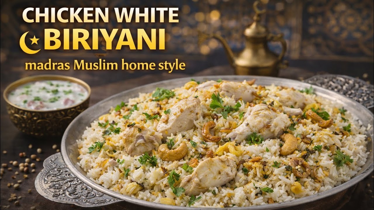 Chicken white Biriyani | முஸ்லீம் வீட்டு style ல வெள்ளை சிக்கன் பிரியாணி 
