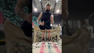 Opening a green coffee bag #shorts #coffeeroaster #coffeeroasting