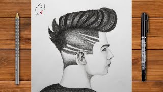 ... | a boy drawing pencil sketch face hair style